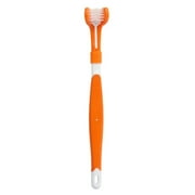 Frogued Pet Toothbrush Soft Bristles Non-slip Handle Dental Care Plastic Three Sided Oral Cleaning Toothbrush for Home (Orange)